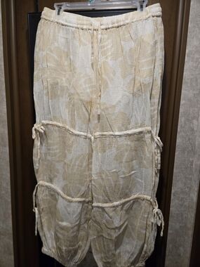 Surf Gypsy Beige and White Mesh Drawstring Trousers